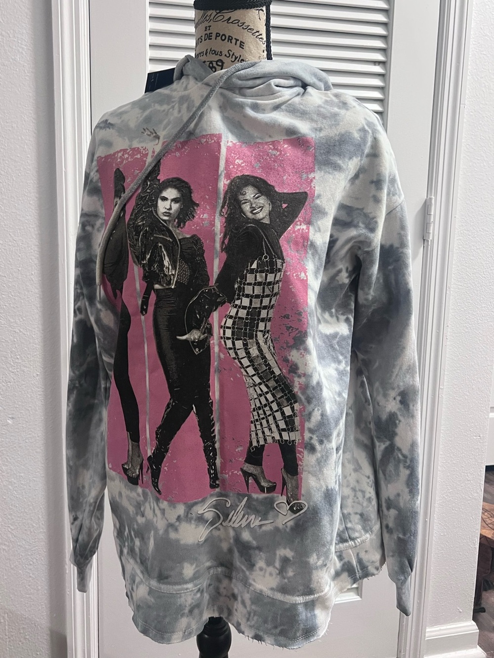 NWT Selena Graphic Tie-Dye Hoodie - Pink & Gray size L
